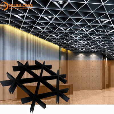 Galerie-dreieckige Metallrasterdecke, die Wand-Decken-dekorative Aluminium-/Aluminiumprofil-Materialien errichtet