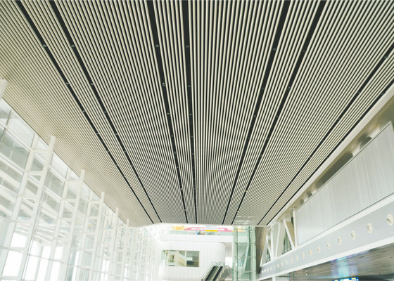 Röhrenförmige lineare Aluminiumdecke der hohen Qualität Metall, Durchmesser der Museums-weißer falscher Decken-50mm