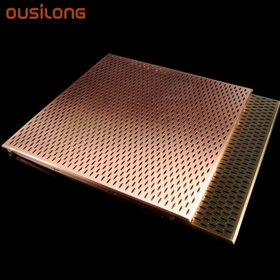 Metallische kupferne akustische verschobene Decken-einfache Installations-goldene Farbmetallquadrat-Decke